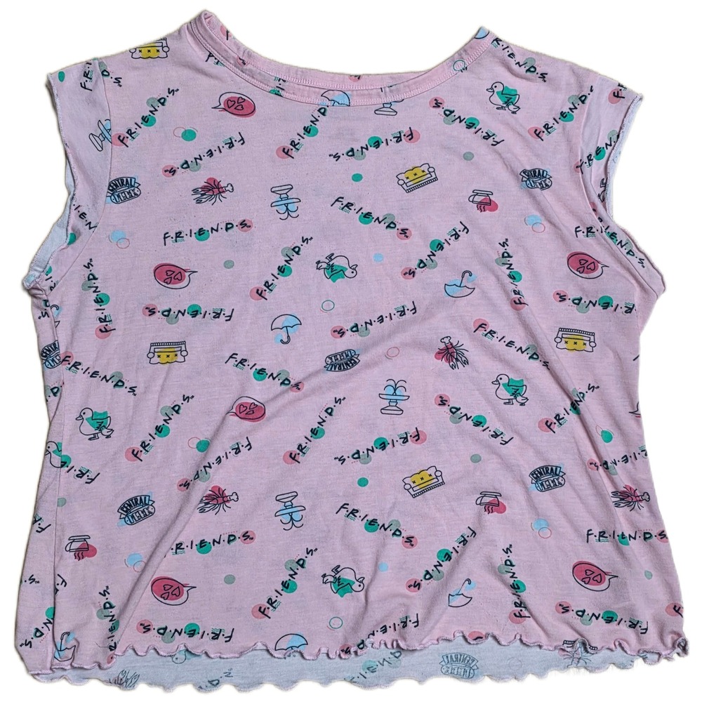 Friends Pajama Top Women's Size XL(16-18) Pink Graphic Cozy Sleepwear